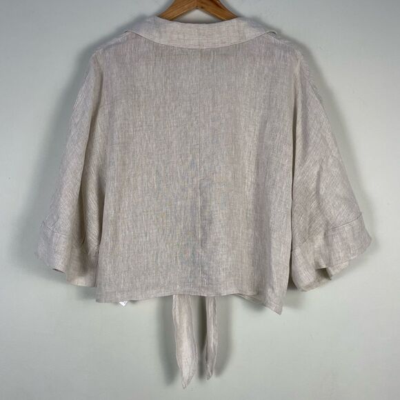 Esqualo Linen Boxy Oversized Fit Button Down Shirt Size M Woven Linen Beach - Picture 7 of 11